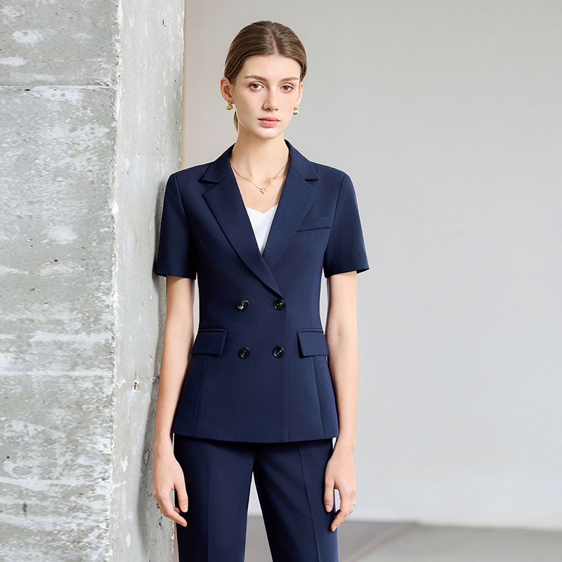Women Formal Wear For Interview - بدلة صيفية نسائية رقيقة بأكمام قصيرة