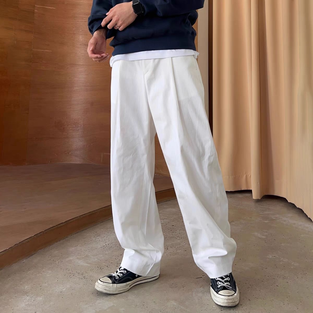 Tailored Trouser Wide - GELITAYIN الذكور السراويل الخياطة واسعة مستقيم