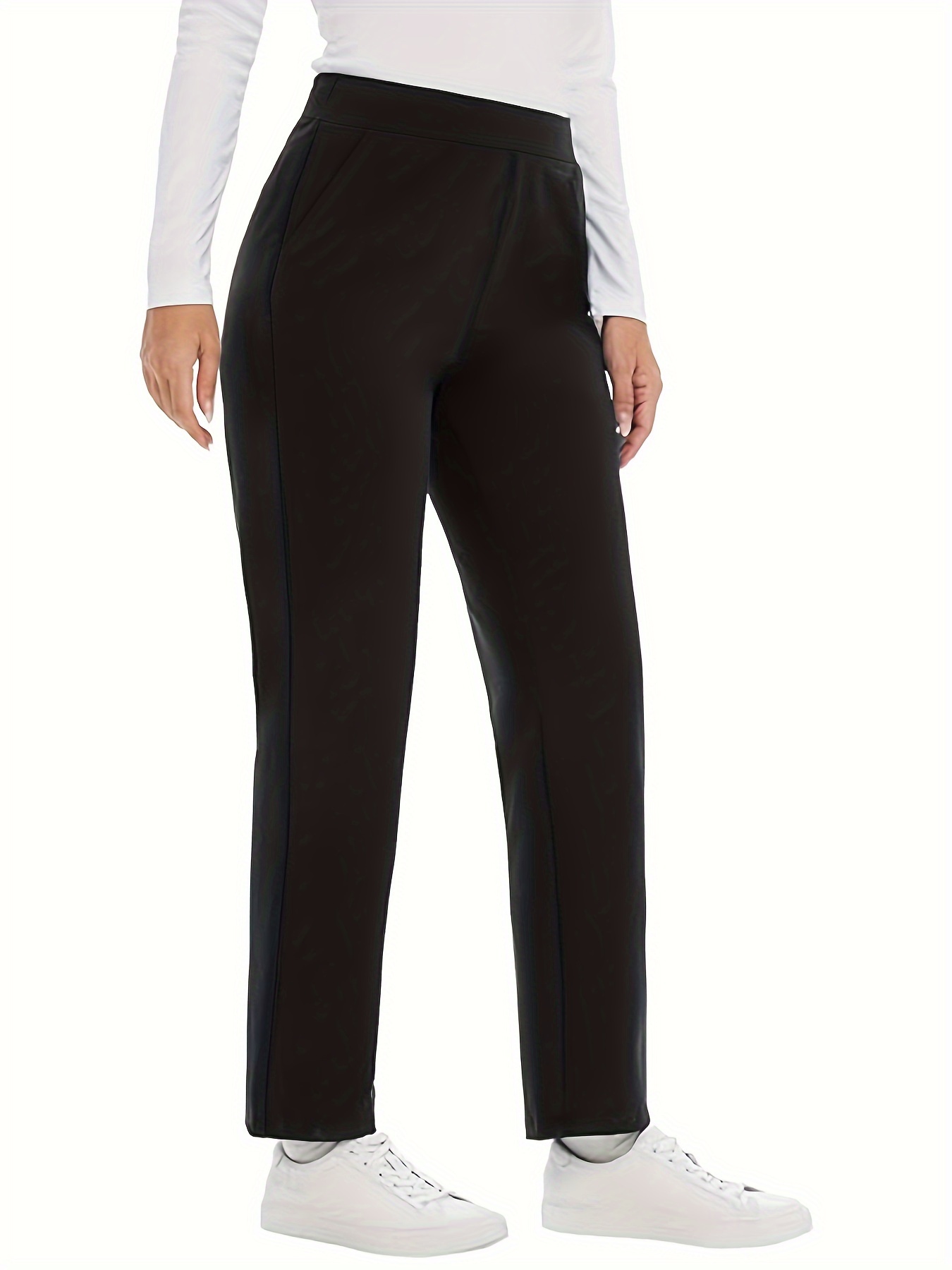Women'S Formal Wear With Pants - بنطال نسائي مستقيم أحادي اللون من