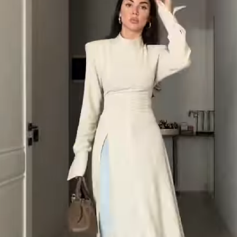Women'S Formal Evening Wear Tops - فستان نسائي أنيق طويل الأكمام بياقة