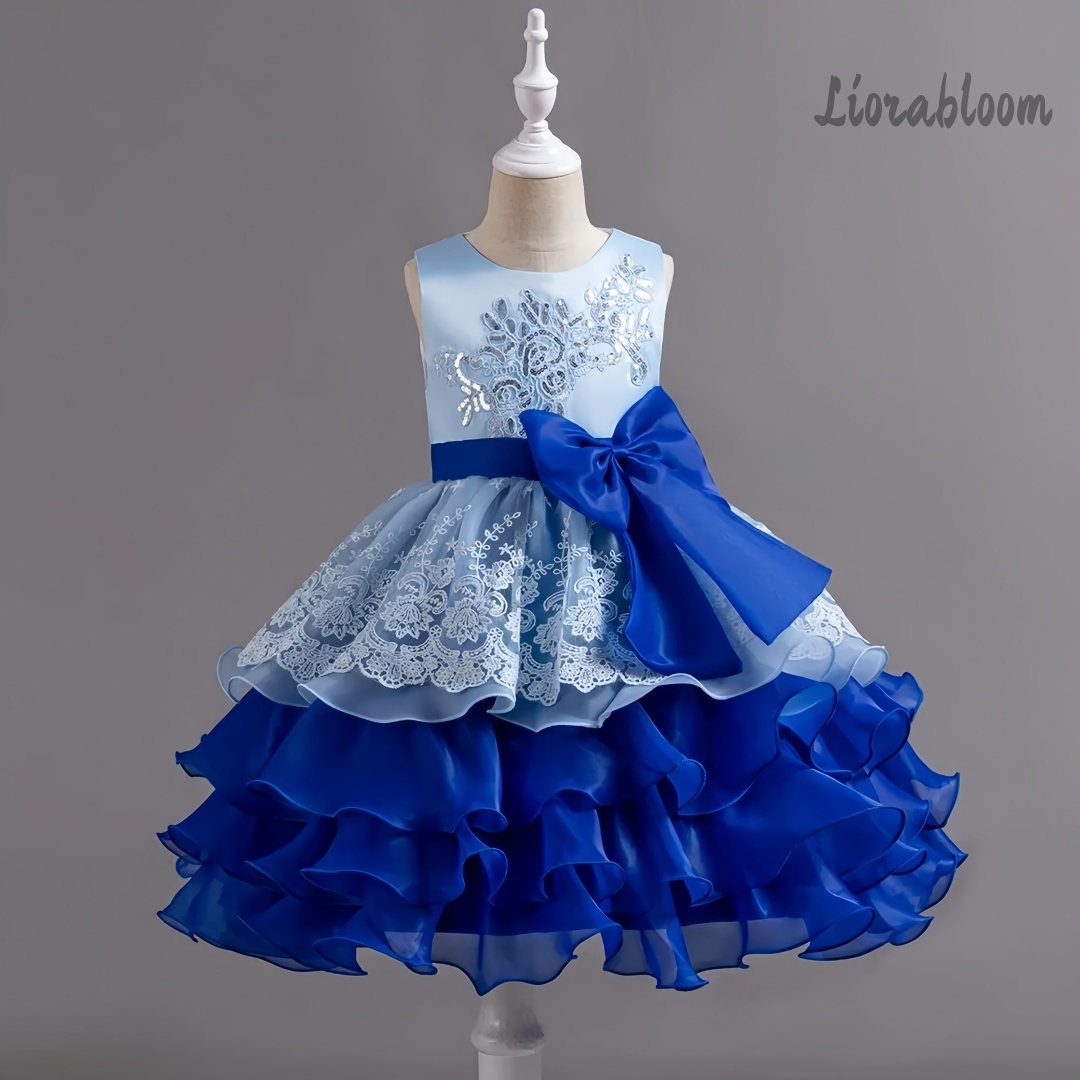 Formal Wear Gowns For Women - فستان بناتي أنيق بدون أكمام بفيونكة