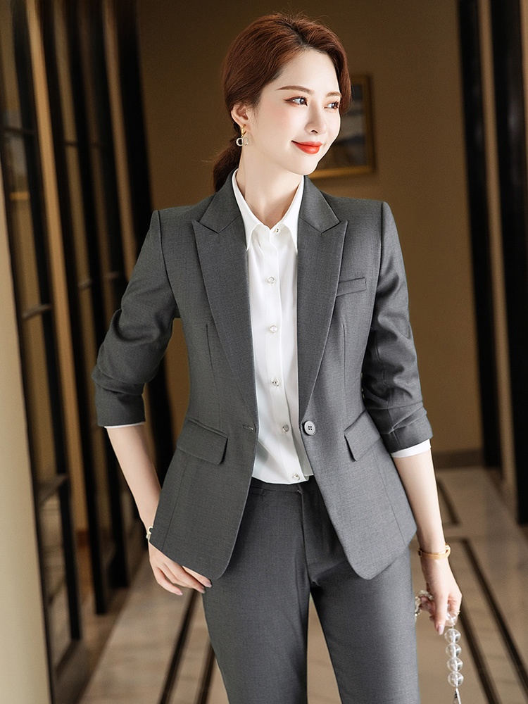 Women Formal Wear For Interview - طقم بدلة رمادية للنساء لفصلي الربيع
