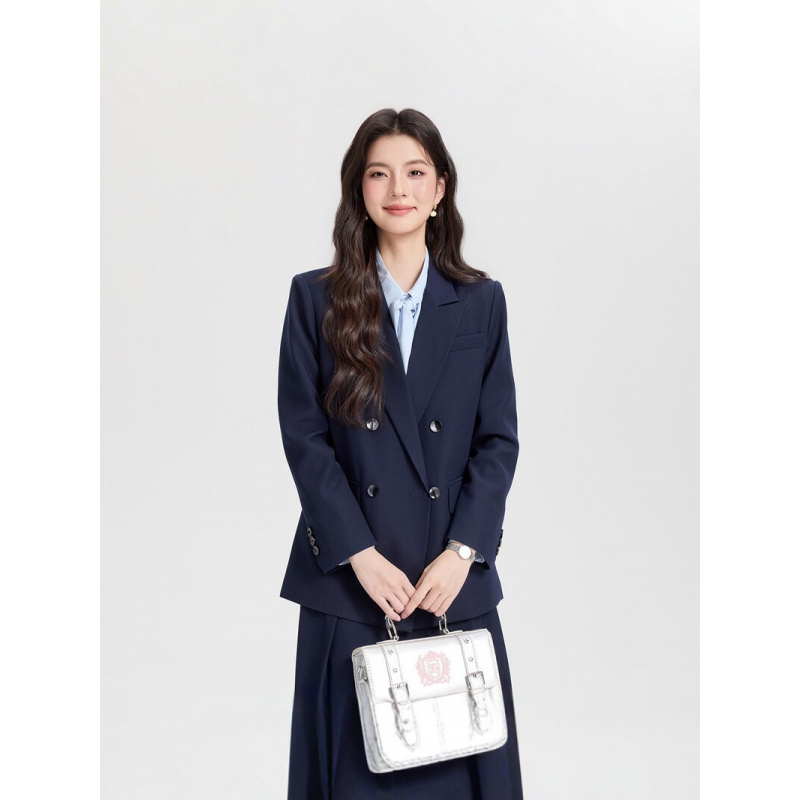 Women Formal Wear For Interview - بدلة عمل نسائية كحلية اللون بصفين