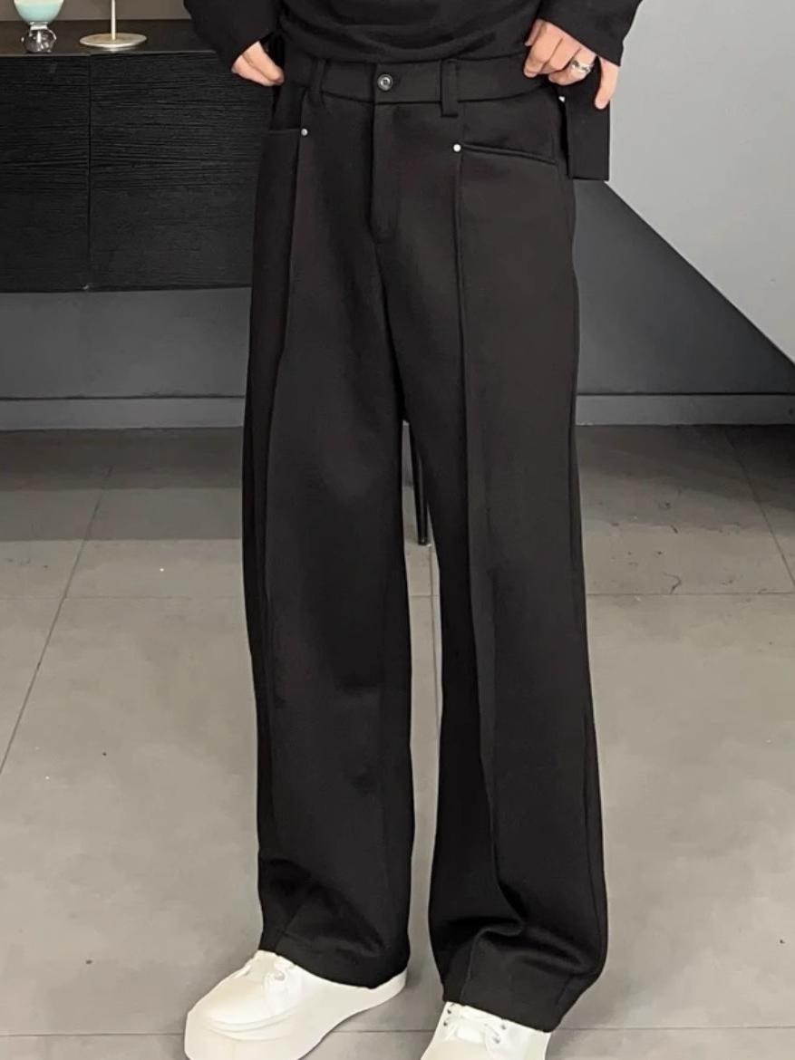 Tailored Trouser Wide - بنطلون كاجوال على الطراز الكوري، واسع