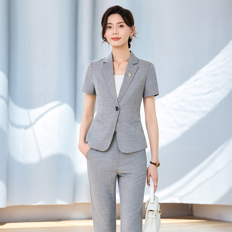 طقم بدلة نسائية بأكمام قصيرة ل - مراجعة Women Formal Wear For Interview وسعره