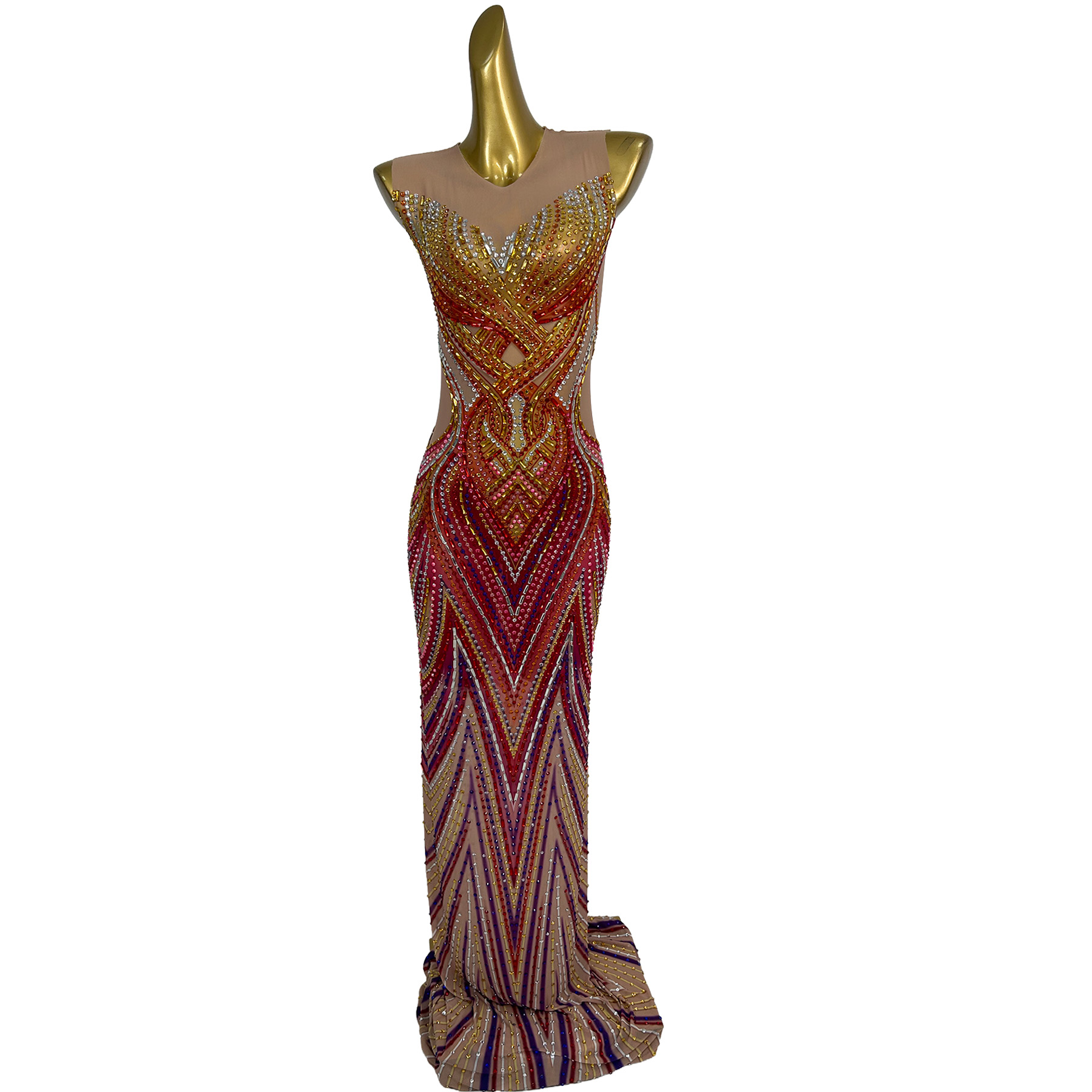 فستان سهرة طويل مزين بالكريستا - مراجعة Formal Wear Gowns For Women وسعره