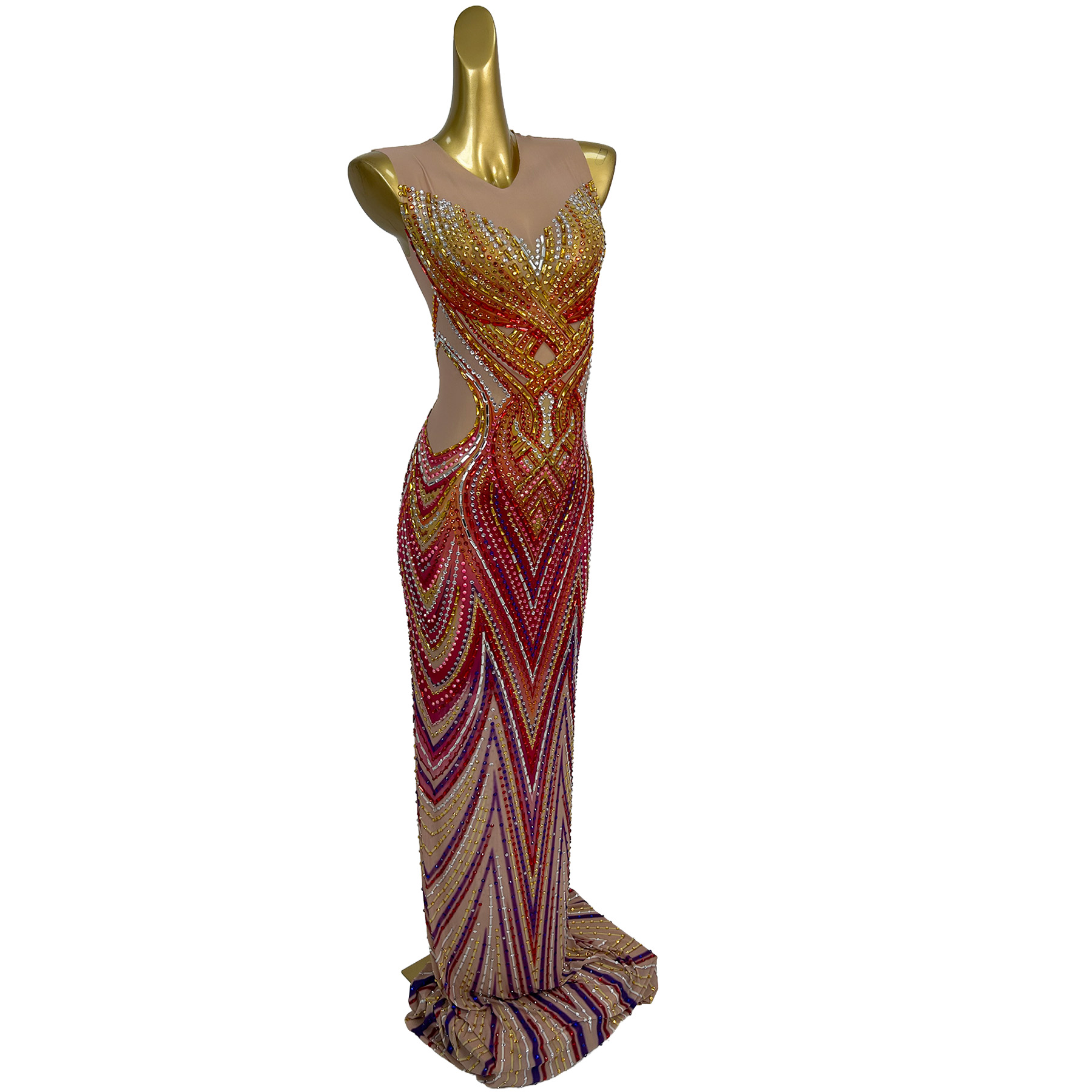 فستان سهرة طويل مزين بالكريستا - مراجعة Formal Wear Gowns For Women وسعره